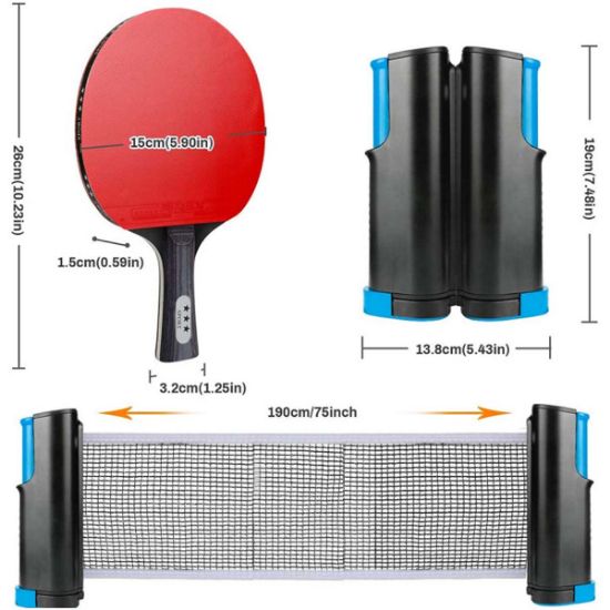 图片 Table tennis racket set 2 rackets 3 balls table tennis racket portable net racket family sports table tennis set anti-glue table tennis racket
