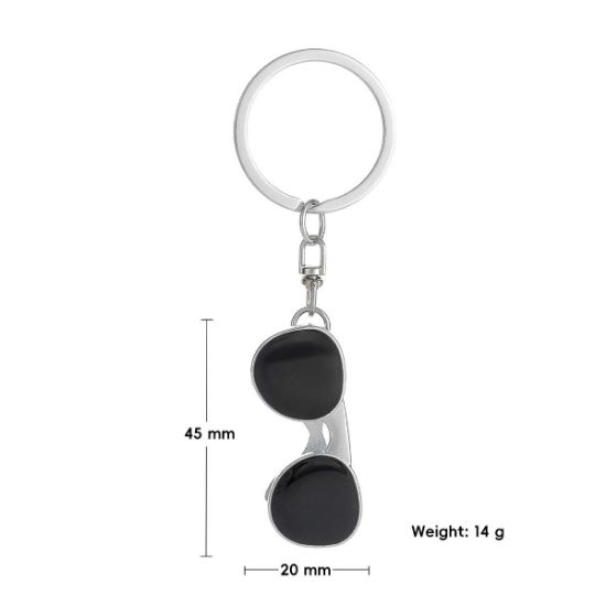图片 New Metal Glasses Keychain Creative Black Sunglasses Car Keychain Bag Accessories Pendant Small Gift