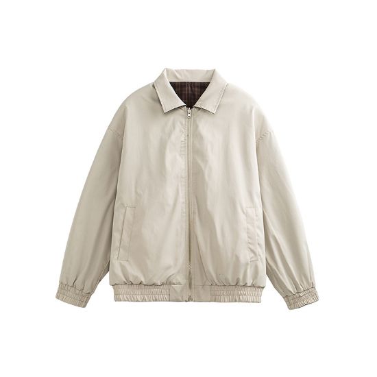 图片 QUELLASTRADA SPRING REVERSIBLE CHECKED LAPEL JACKET AMERICAN RETRO VERSATILE CARGO JACKET FOR MEN AND WOMEN