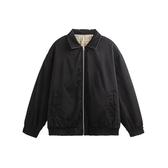 图片 QUELLASTRADA SPRING REVERSIBLE CHECKED LAPEL JACKET AMERICAN RETRO VERSATILE CARGO JACKET FOR MEN AND WOMEN