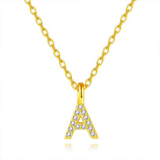 图片 Full diamond 26 letter pendant necklace S925 sterling silver your name fresh niche versatile