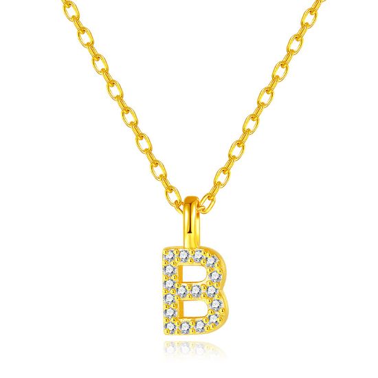 图片 Full diamond 26 letter pendant necklace S925 sterling silver your name fresh niche versatile