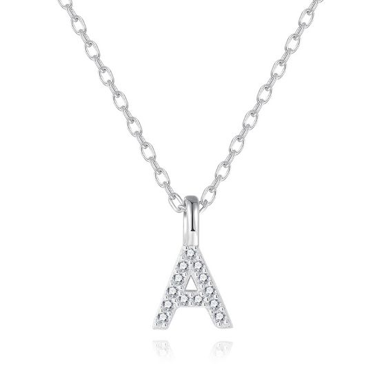 图片 Full diamond 26 letter pendant necklace S925 sterling silver your name fresh niche versatile