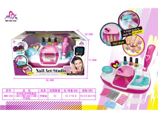图片 Hair Dryer & Nail Art Brush Set Pretend Play Toy (AA*2 pieces + AAA*2 pieces) not including batteries