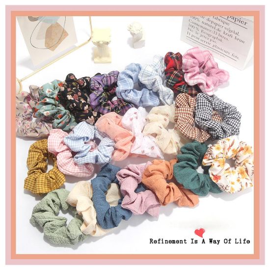 图片 New JK plaid large intestine ring hair ring Korean version ins fabric floral headband forest series ponytail satin headdress female